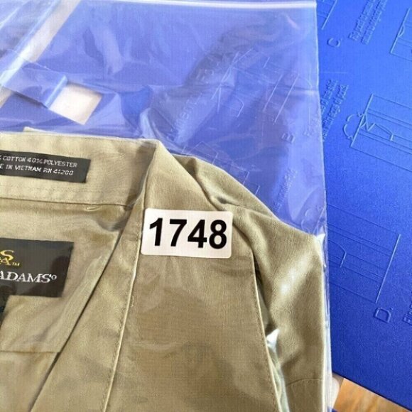 Stacy Adams Dress Shirt Mens 17.5 32/33 Tan Button Up Long Sleeve Casual Preppy - Picture 11 of 11